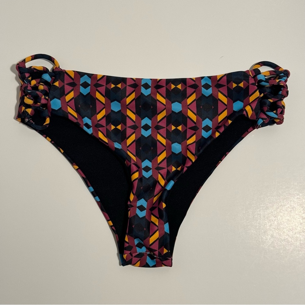 BYRDS OF PARADISE Bikini Bottoms Scrappy Swim Lace Up Aztec boho